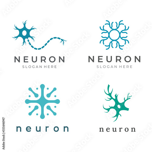Neuron logo or nerve cell logo with concept vector illustration template.