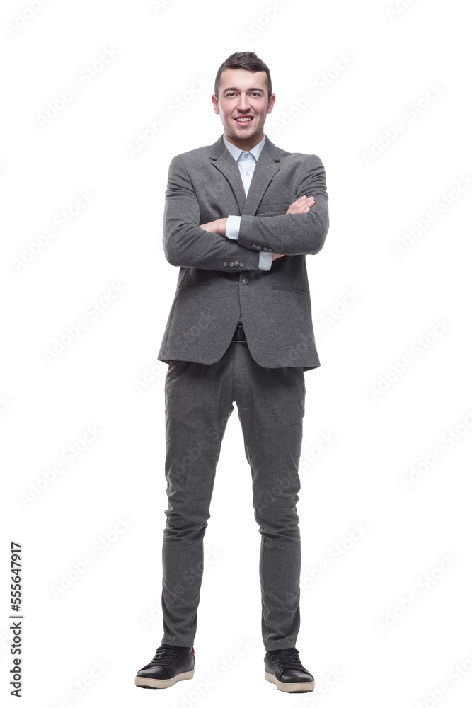 in full growth. a handsome young business man. in full growth. a handsome young business man.