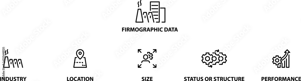 Firmographics icons set , vector illustration Firmographics icons set , vector illustration
