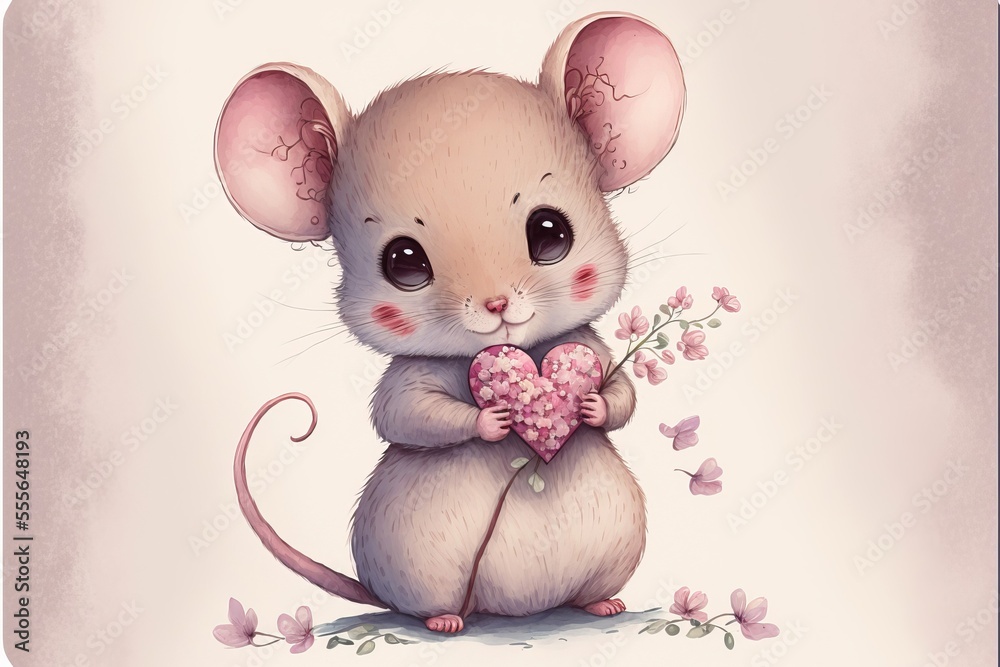 Fototapeta premium Cute baby mouse. Generative AI