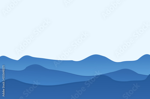 Abstract landscape hills on blue sky background vector illustration.