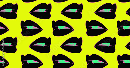 Fashion minimal illustration trippy absurd seamless pattern sexy lips