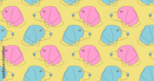 Fashion minimal illustration trippy absurd retro seamless pattern dog