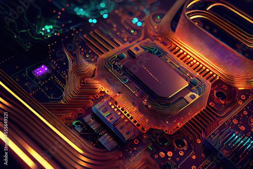 Abstract circuit board or central processing unit, Generative AI