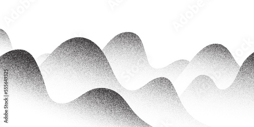 Dot stipple mountain illustration, hill sand grain dots pattern background