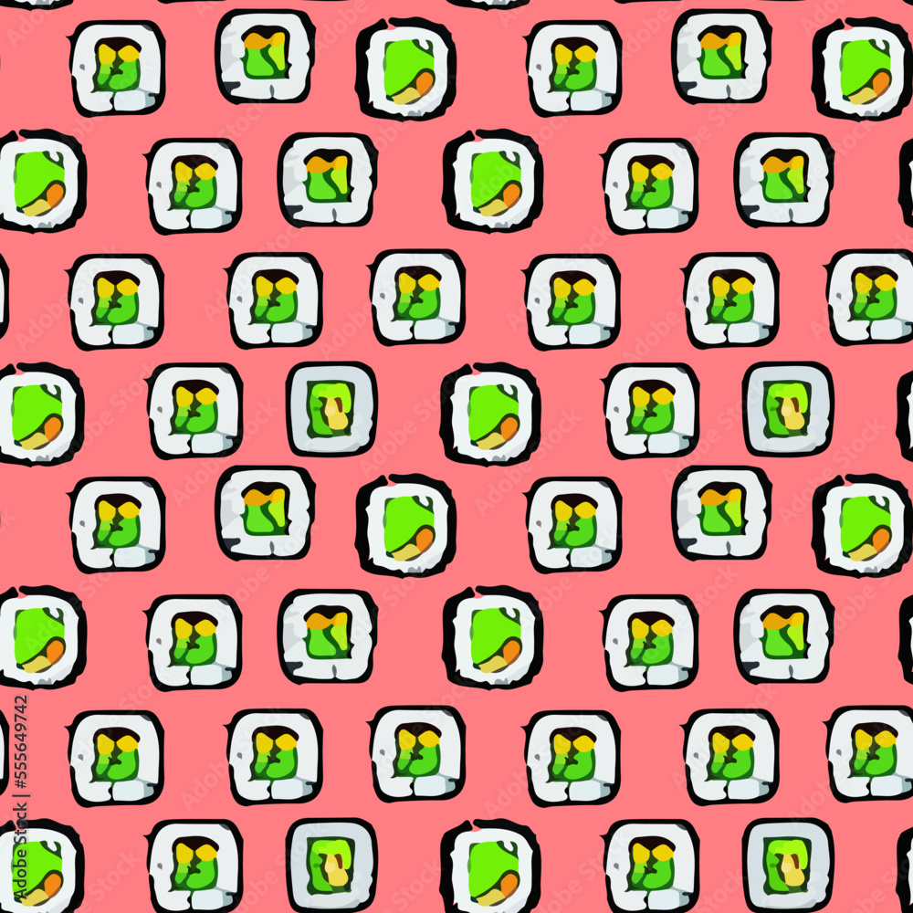 Seamless illustration of sushi vector pattern background Seamless illustration of sushi vector pattern background