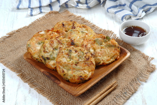 Pajeon or Korean pancake- Korean traditional food style photo