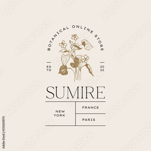 Vintage Flower logo template illustration for branding