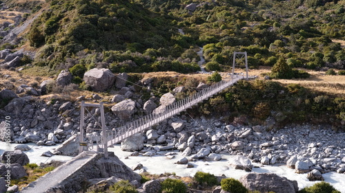river in the mountains and bridge