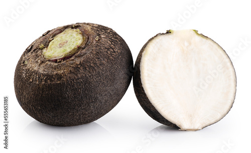 Black radish isolated on white background. With clipping path.