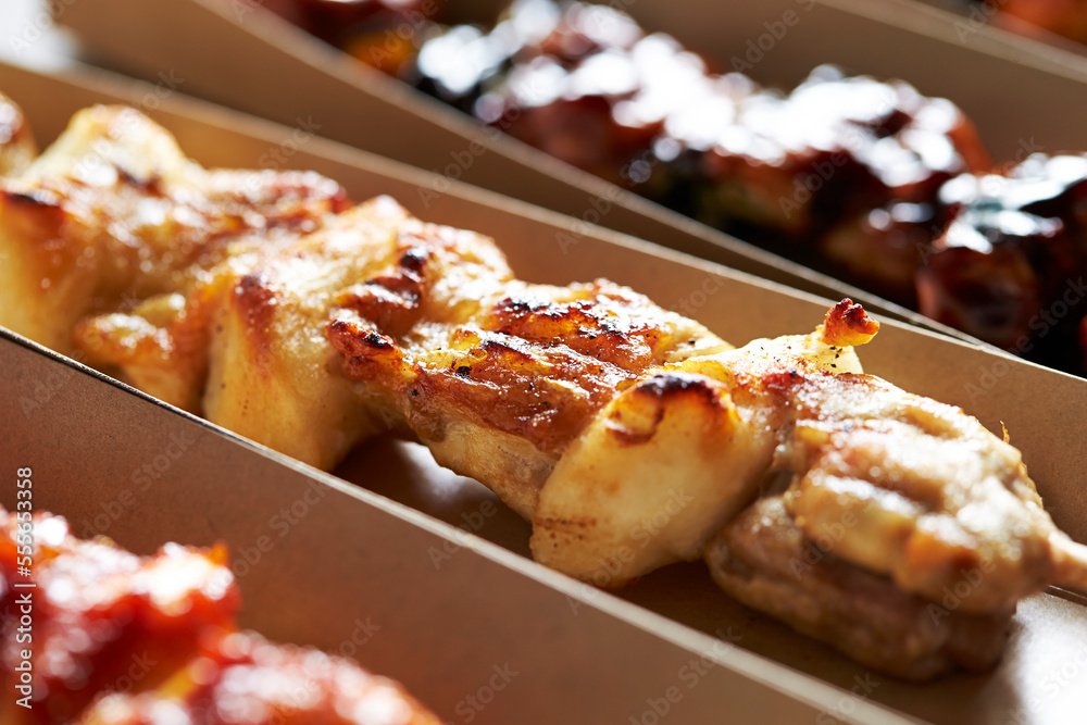 Grilled chicken skewers, seasoned chicken Grilled chicken skewers, seasoned chicken