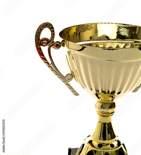 Obraz na plátně Golden trophy on white background
