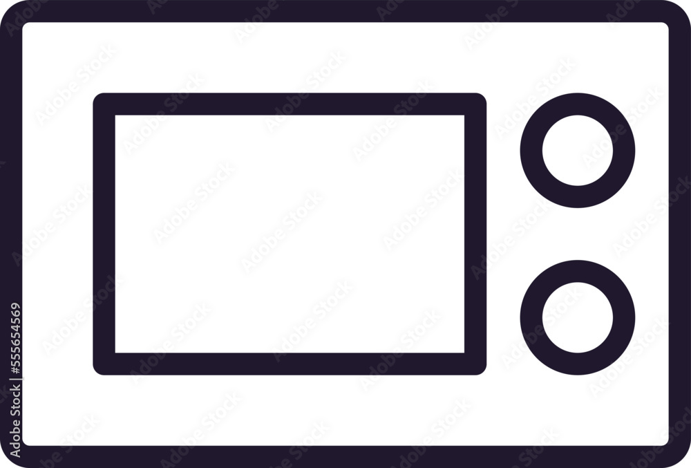 Kitchen and cooking concept. Vector sign drawn with black thin line. Editable stroke. Line icon of microwave oven Kitchen and cooking concept. Vector sign drawn with black thin line. Editable stroke. Line icon of microwave oven
