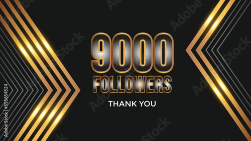 Thank you design Greeting card template for social networks followers, subscribers, like. 9000 followers. 9k followers celebration
