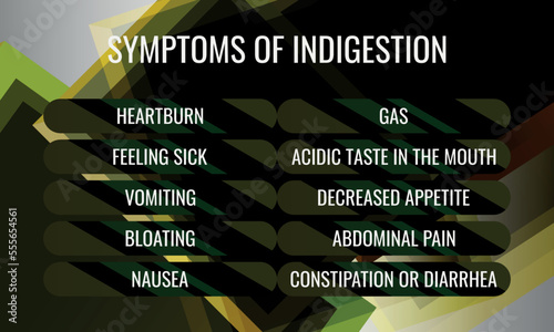 symptoms of Indigestion. Vector illustration for medical journal or brochure.