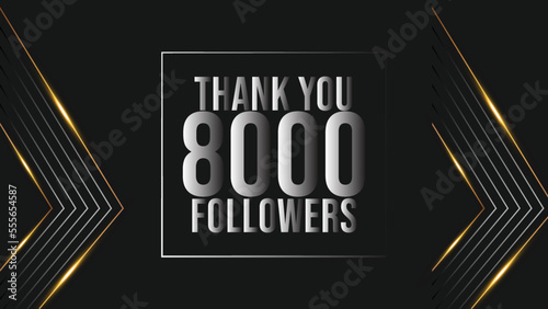 Thank you design Greeting card template for social networks followers, subscribers, like. 8000 followers. 8k followers celebration
