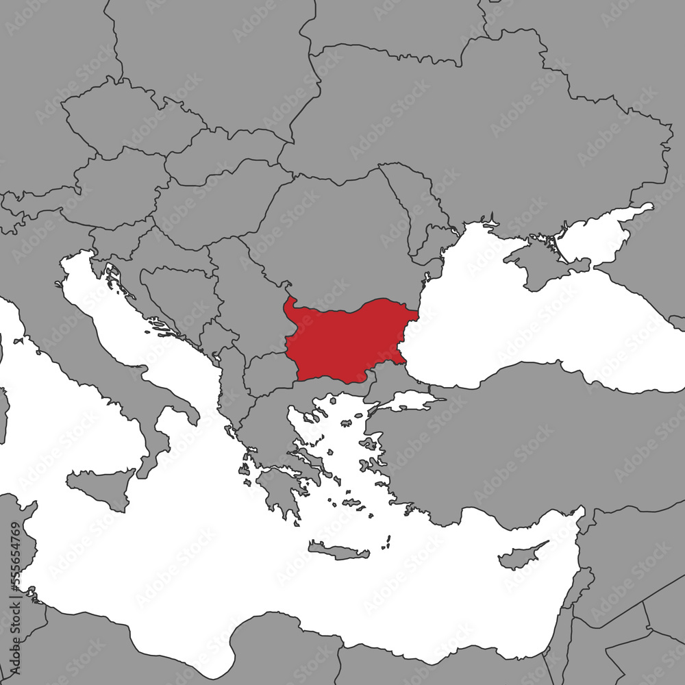 Obraz premium Bulgaria on world map. Vector illustration.