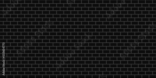 Black brick wall. Texture. Background. Banner. Vector illustration.