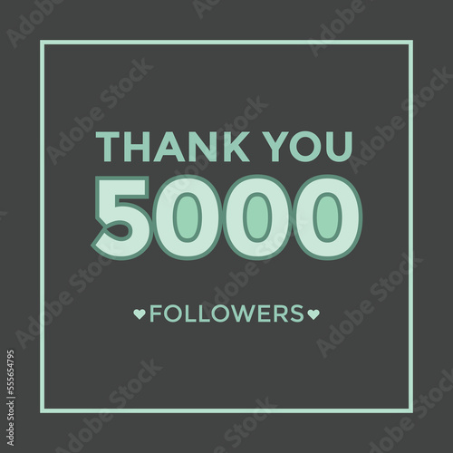 Thank you design Greeting card template for social networks followers, subscribers, like. 5000 followers. 5k followers celebration
