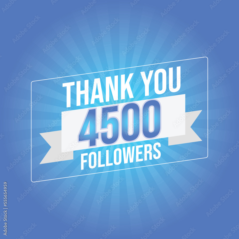 Thank you banner for social friends and followers. Thank you 4500 followers
Thank you banner for social friends and followers. Thank you 4500 followers
