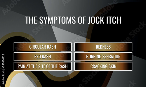 the symptoms of Jock itch. Vector illustration for medical journal or brochure.