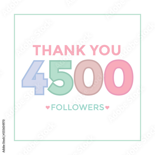 Thank you 4500 followers congratulation template banner. 4.5k followers celebration
