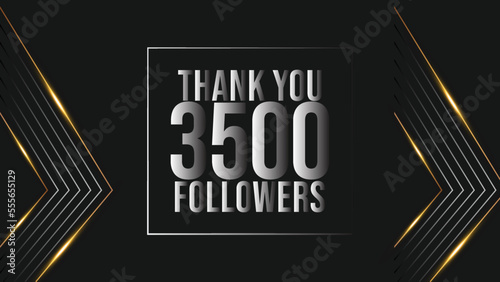 Thank you design Greeting card template for social networks followers, subscribers, like. 3500 followers. 3.5k followers celebration
