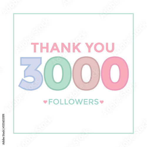Thank you design Greeting card template for social networks followers, subscribers, like. 3000 followers. 3k followers celebration
