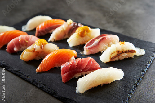  Different types of sushi on a plate
