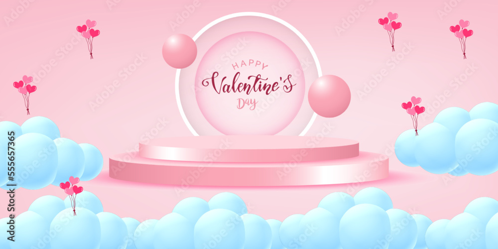 happy valentines day illustration with pink background
