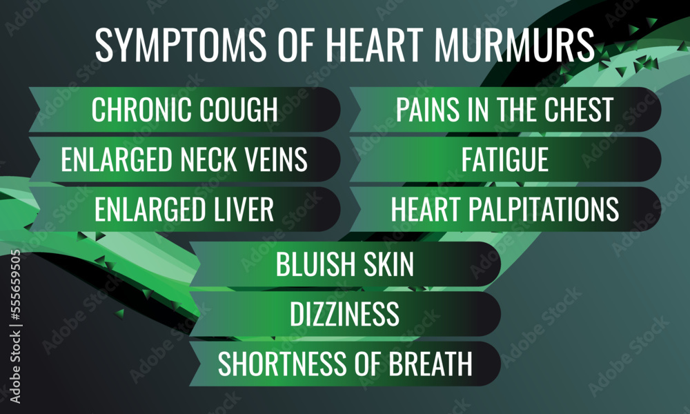 symptoms of Heart murmurs. Vector illustration for medical journal or