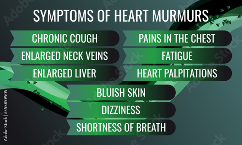 symptoms of Heart murmurs. Vector illustration for medical journal or brochure.