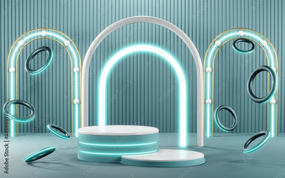 3D render of Podium background in blue tones for displaying cream products. cosmetics 3D render of Podium background in blue tones for displaying cream products. cosmetics