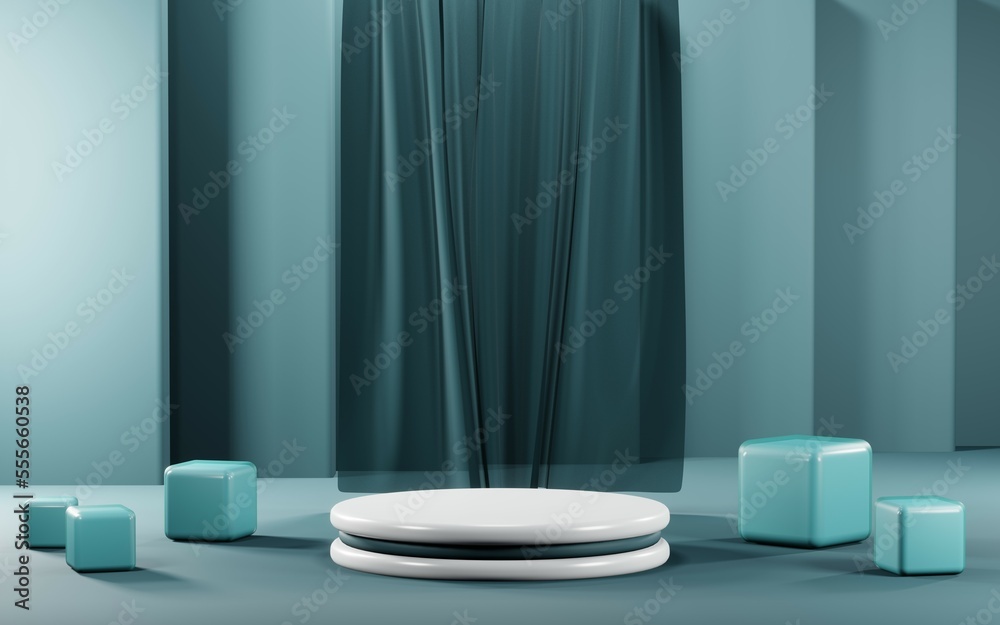 3D render of Podium background in blue tones for displaying cream products. cosmetics 3D render of Podium background in blue tones for displaying cream products. cosmetics