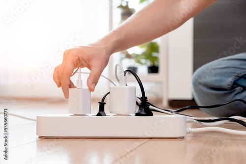 Schilderij op canvas Electrical plug in outlet socket at home
