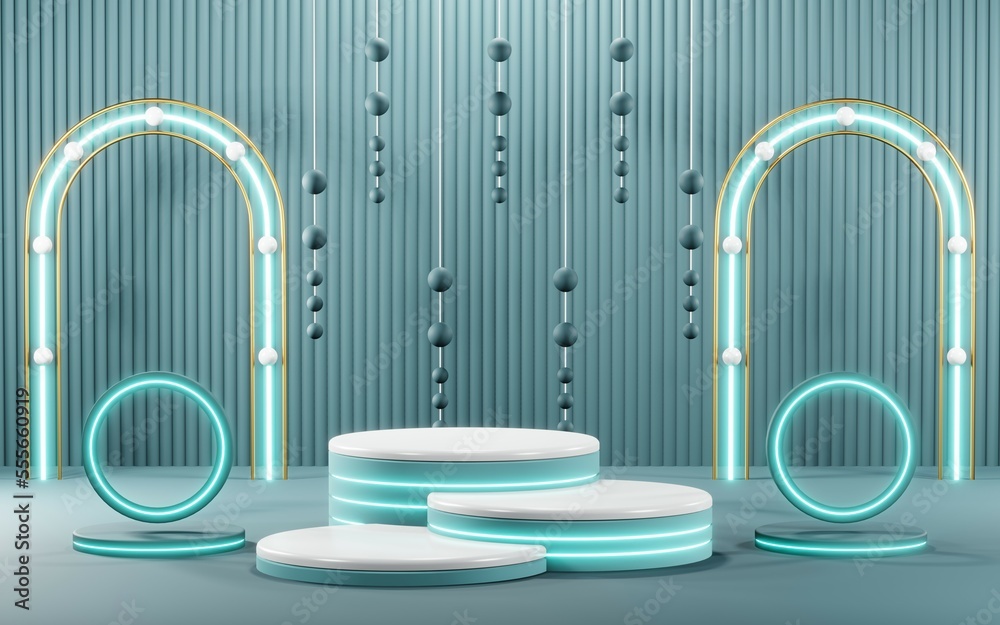 3D render of Podium background in blue tones for displaying cream products. cosmetics 3D render of Podium background in blue tones for displaying cream products. cosmetics