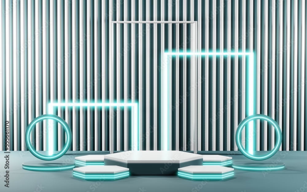 3D render of Podium background in blue tones for displaying cream products. cosmetics 3D render of Podium background in blue tones for displaying cream products. cosmetics