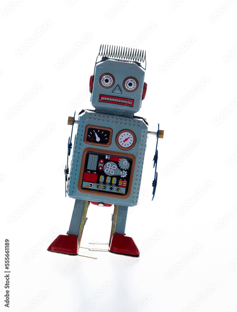 Retro robot toy on white background Retro robot toy on white background