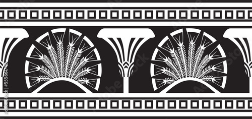Vector monochrome seamless Egyptian ornament. Endless border, Ancient Egypt frame. Suitable for sandblasting, laser and plotter cutting..