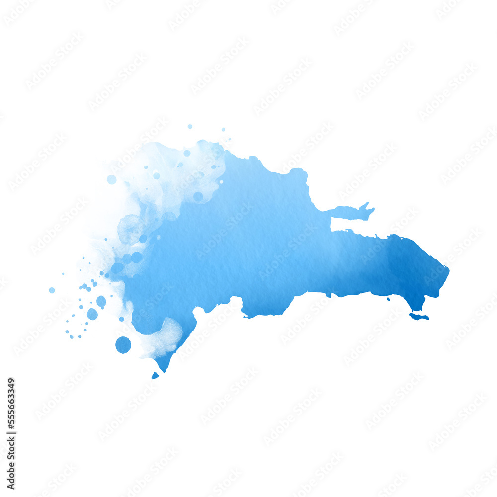 Country map watercolor sublimation background on white background. Dominican Republic