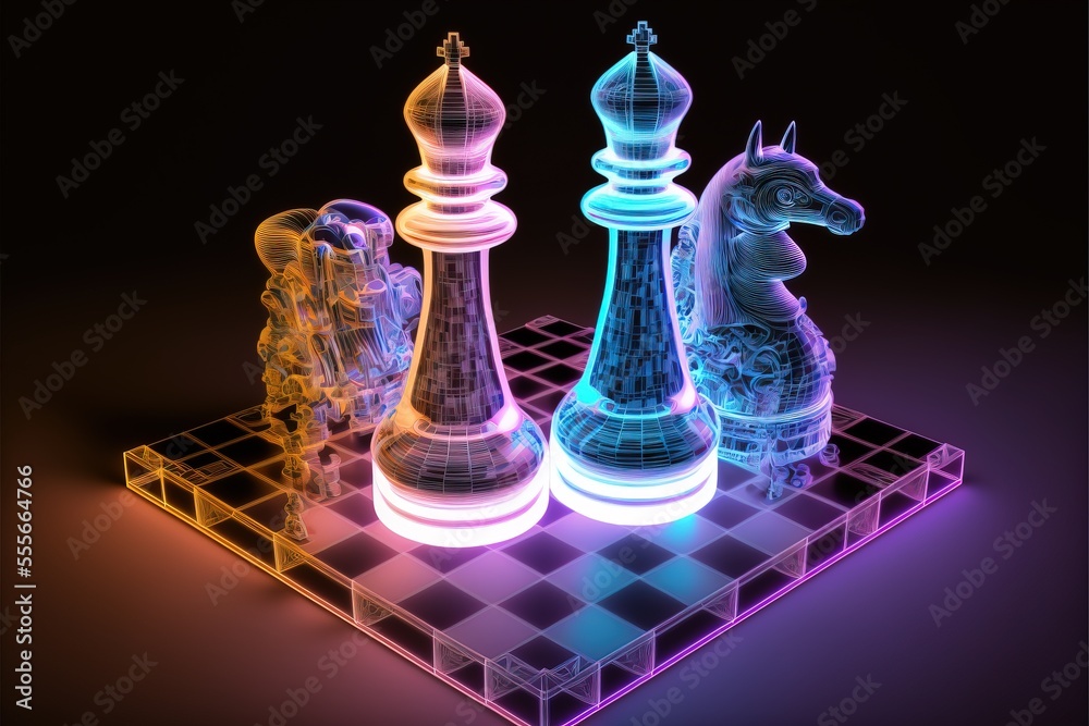 A-modern-holographic-chess-king-inside-a-3d-fx-bla by ImajTitan on