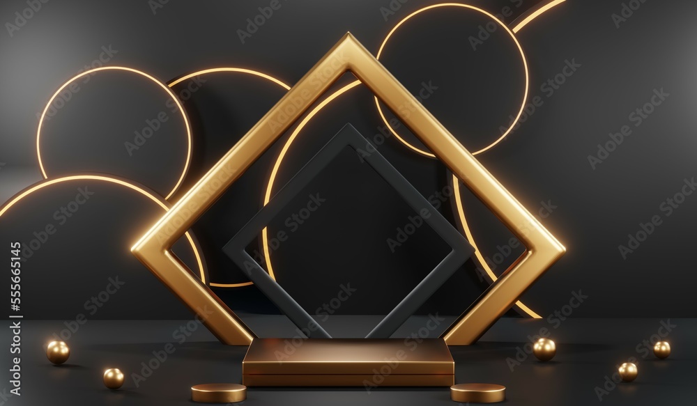 3D rendering of blank product background for cream cosmetics Modern black podium background 3D rendering of blank product background for cream cosmetics Modern black podium background