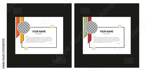 Client or customer testimonial social media post design. Customer service feedback review post