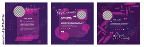 Client or customer testimonial social media post design. Customer service feedback review post