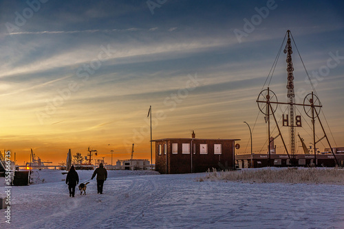 Tableau sur toile Kalter Wintermorgen in Cuxhaven