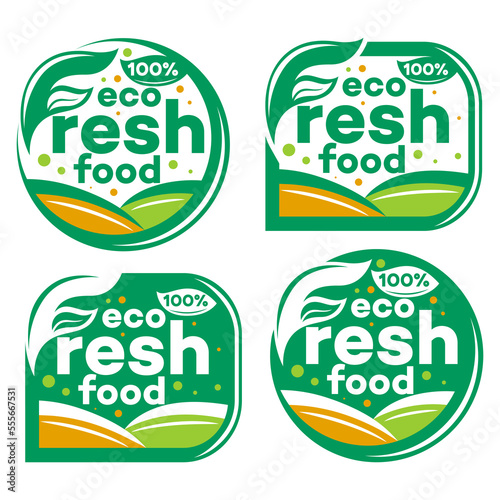 Set of farm fresh food labels logo