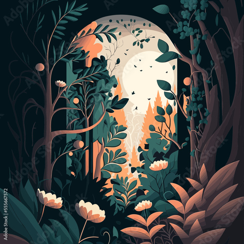 Obraz na plátně An artsy illustration of a forest