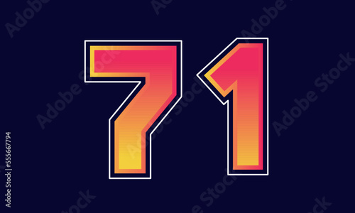 71 Number New Orange Sport Line Logo
