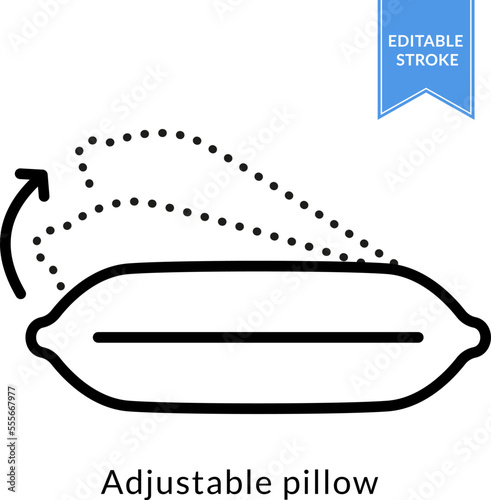 Adjustable camping pillow for traveling. Vector outline sign