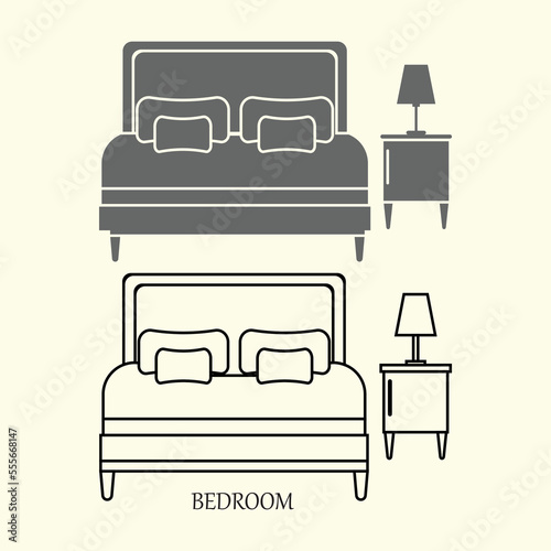 Double bed vector icon